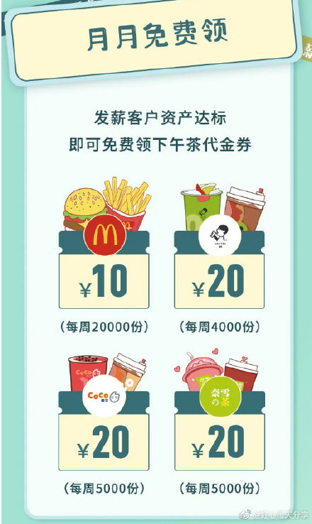 【中信】微信端打开【发薪客户专属】免费喝下午茶啦！